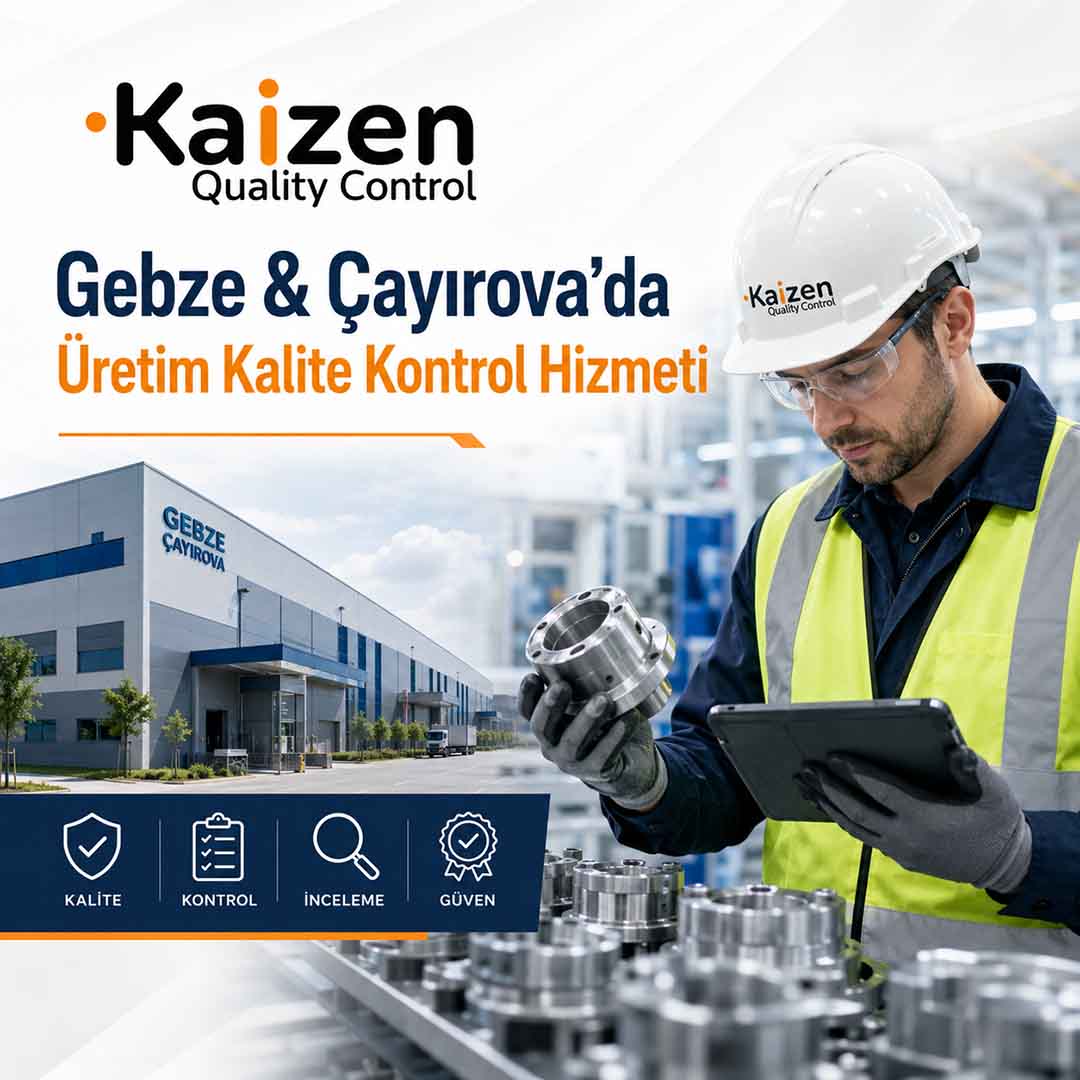 Modern, profesyonel ve dikkat çekici bir blog kapak görseli tasarla. Görsel 1080x1080 kare format olmalı. Tema: “Gebze ve Çayırova’da üretim kalite kontrol hizmeti”. Arka planda modern sanayi bölgesi, üretim hattı, fabrika dış cephesi ve kalite kontrol sürecini temsil eden sade görsel öğeler yer alsın. Ön planda baretli ve yelekli bir kalite kontrol uzmanı, elinde tablet veya kontrol formu ile üretim parçasını inceliyor gibi görünsün. Görsel kurumsal, güven veren ve sanayi firmalarına hitap eden bir yapıda olmalı. Renk paleti açık gri, beyaz, lacivert, mavi ve hafif turuncu vurgu renklerinden oluşsun. Kompozisyon temiz, ferah ve okunabilir olmalı. Fazla yazı kullanılmasın. Blog kapağı ve sosyal medya paylaşımı için uygun, net, kaliteli ve profesyonel bir tasarım dili kullanılsın. Gerçekçi ama modern reklam görseli tarzında olsun. Kalite, güven, denetim, üretim ve profesyonellik hissi güçlü şekilde verilmelidir. Görsel Üzerinde Kullanılacak Metin Gebze & Çayırova’da Üretim Kalite Kontrol Hizmeti